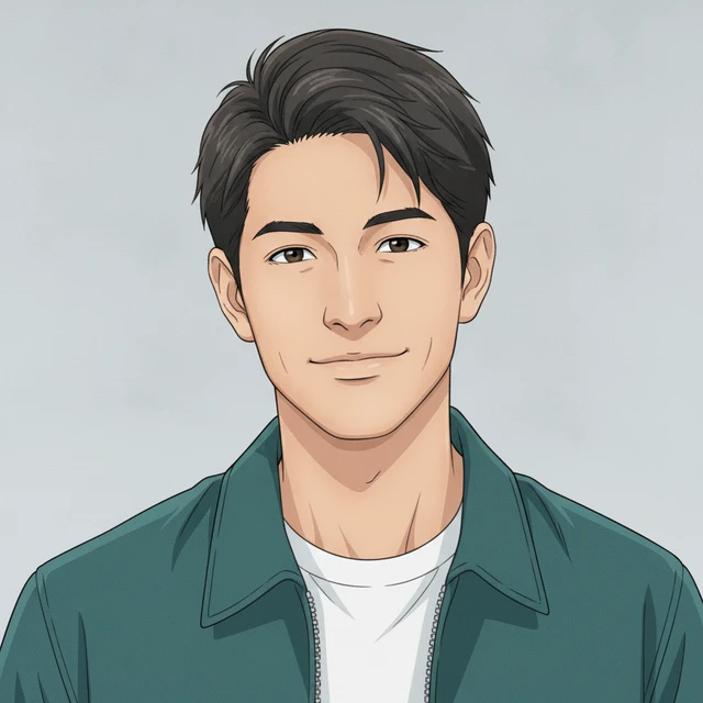 Anime conversion of the same AI-created adult reference portrait