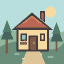 Same cottage converted to a 64-pixel grid and 16-color palette